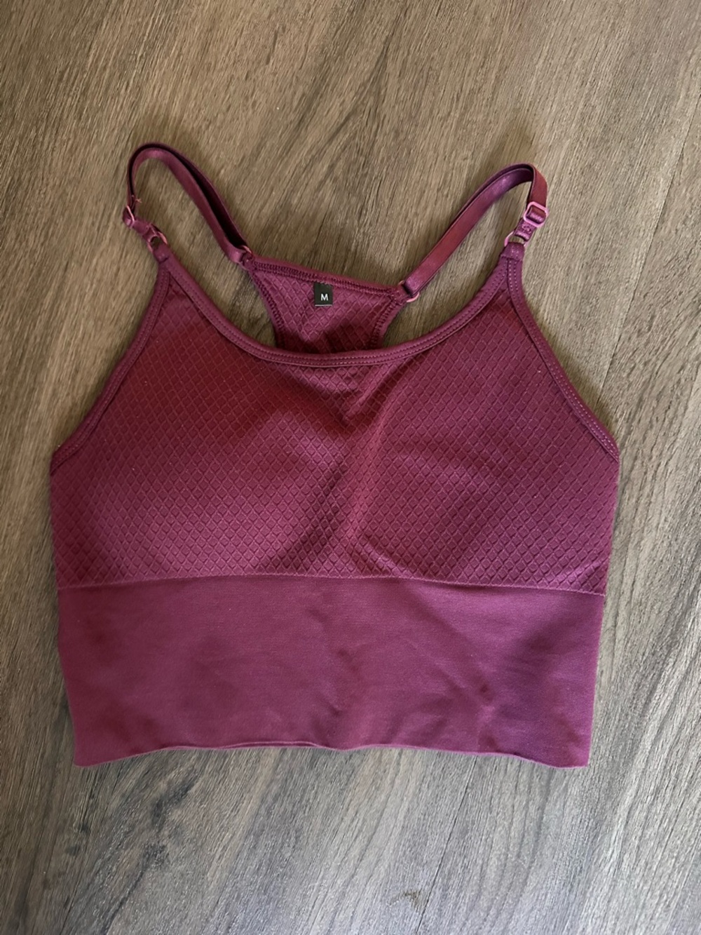 Balance Athletica Burgundy Diamond-Texture Sports Bra